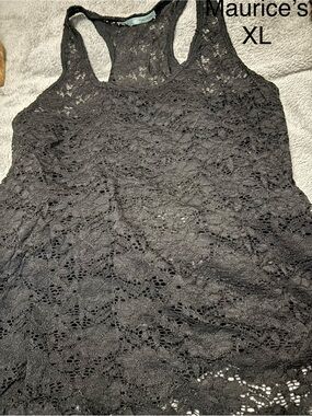 Maurices Black Lace Racerback Crochet Tank